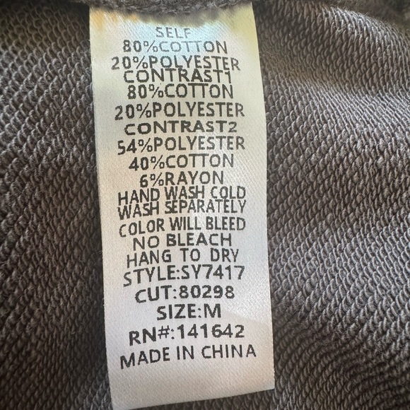 She‎ + Sky Women Medium Grey Striped Color block V-Neck Collared Sweatshirt NWT - Picture 9 of 9